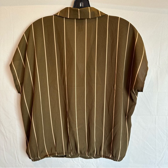 Worthington striped faux wrap collared top - Picture 3 of 5